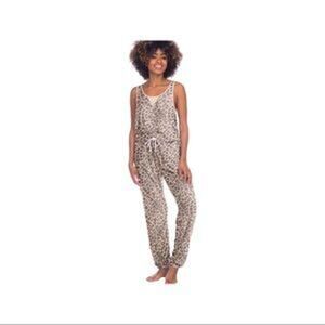 New Honeydew Just Chillin Leopard Print Jumpsuit Sleeveless Women's Size L